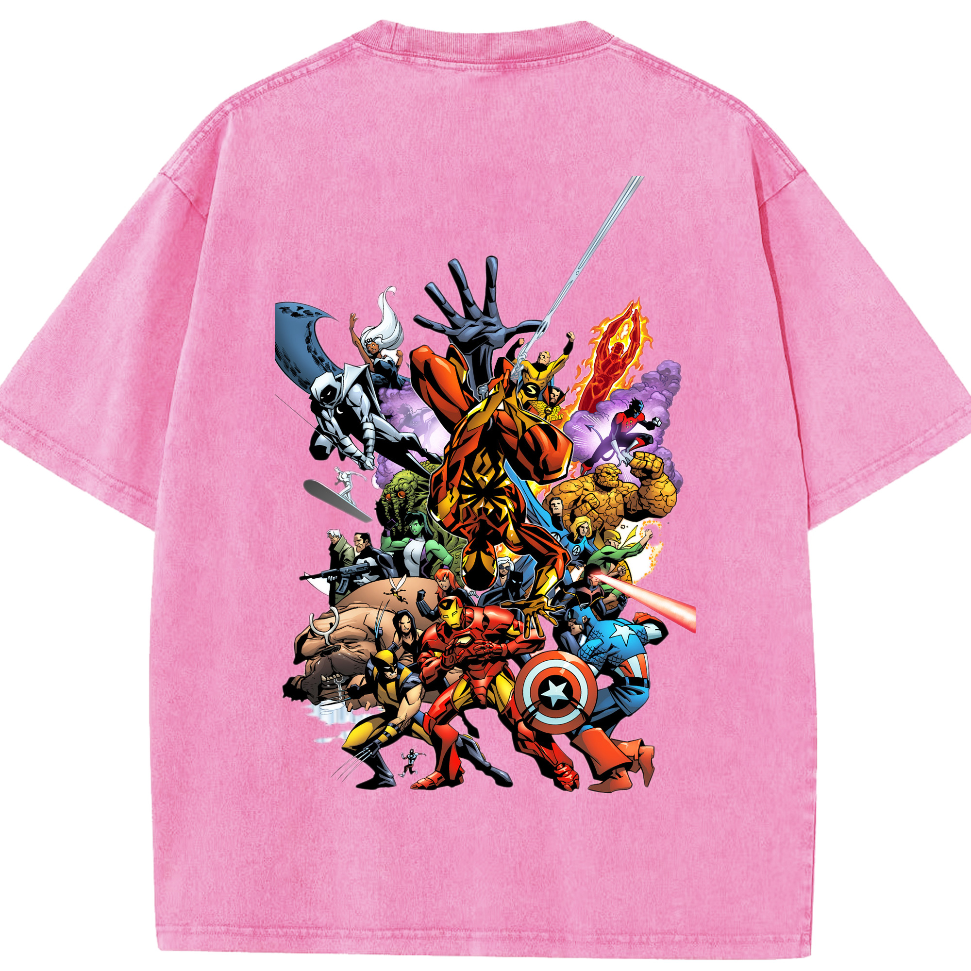 （画像用） アベンジャーズ The Avengers 綿100% ヴィンテージ風 半袖Tシャツ（背面プリント）
